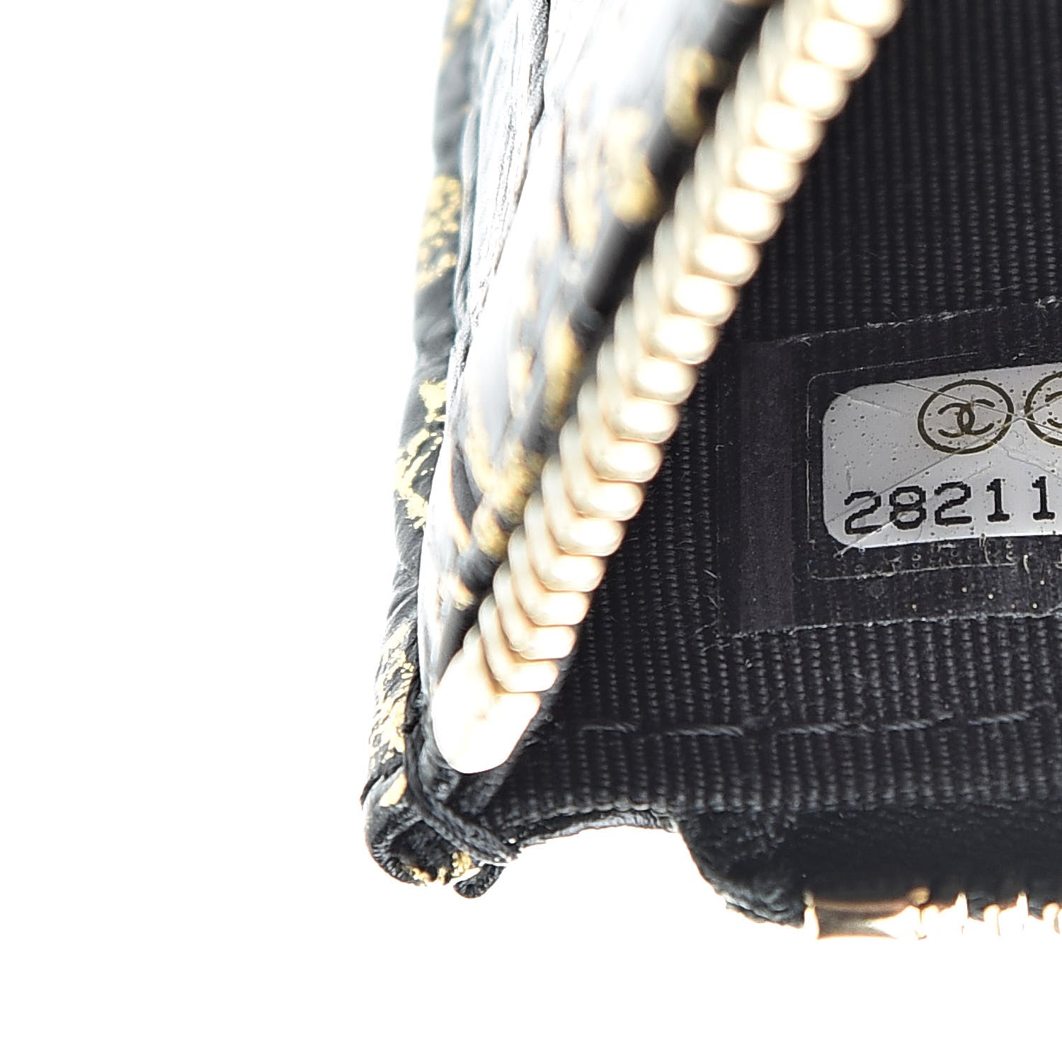 Chanel Calfskin Crocodile Embossed Graffiti 2.55 Cocodile Reissue Zip Pouch Black Gold 7 of 8