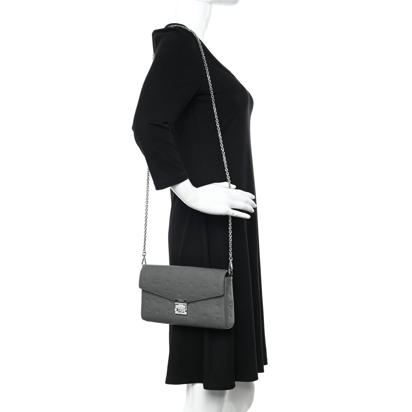 Calfskin Ottomar Monogram Medium Millie Crossbody Bag Charcoal
