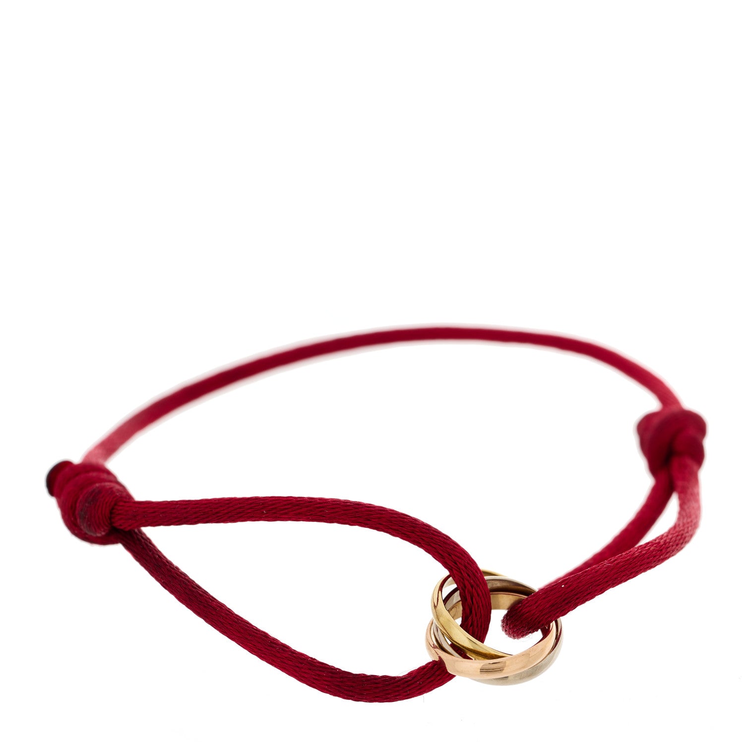 Cartier 18K Pink Yellow White Gold Trinity Cord Bracelet Red 1 of 5