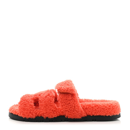 Hermes Woolskin Womens Chypre Sandals 38 Orange 1 of 8