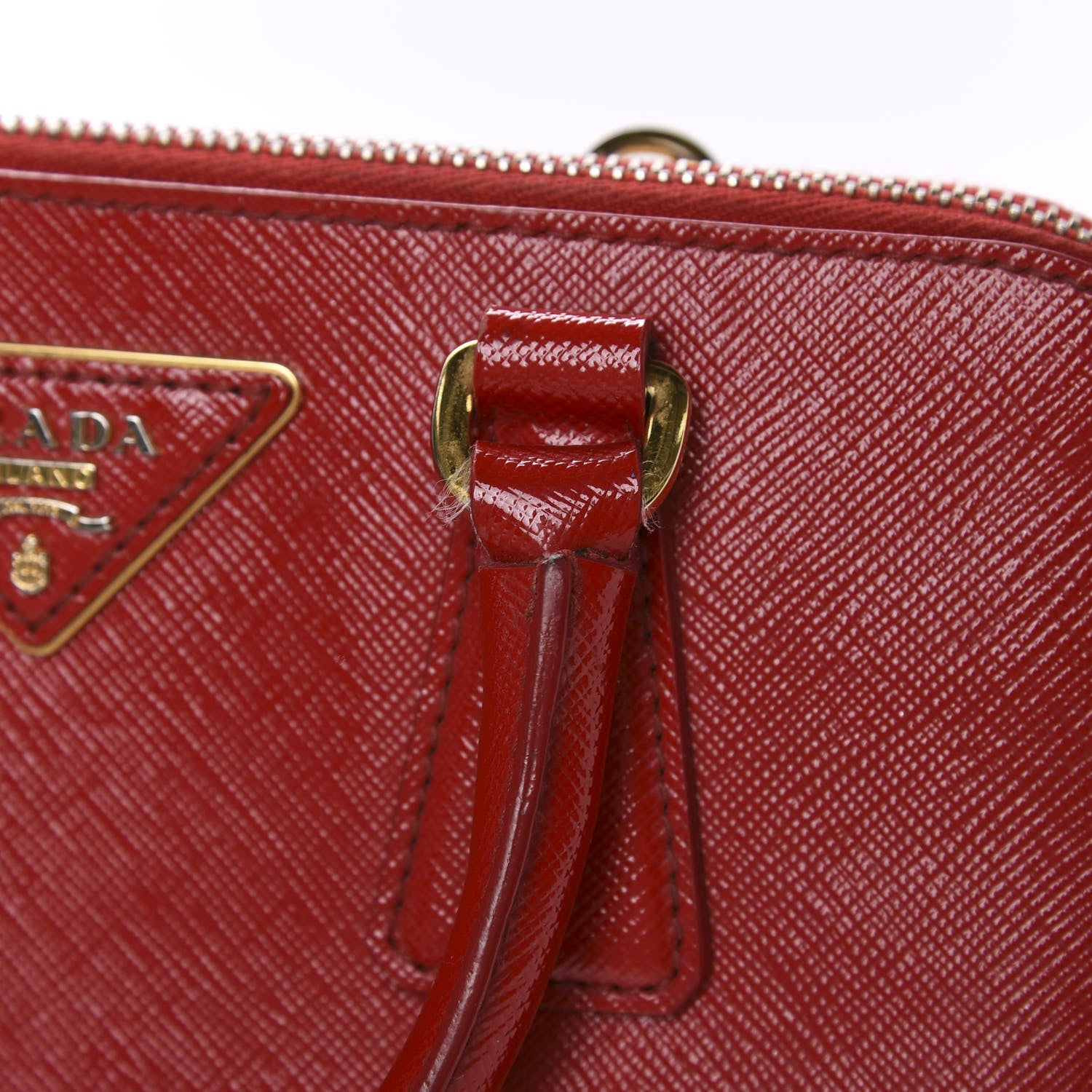 Prada Saffiano Vernice Mini Promenade Tote Rosso 13 of 20