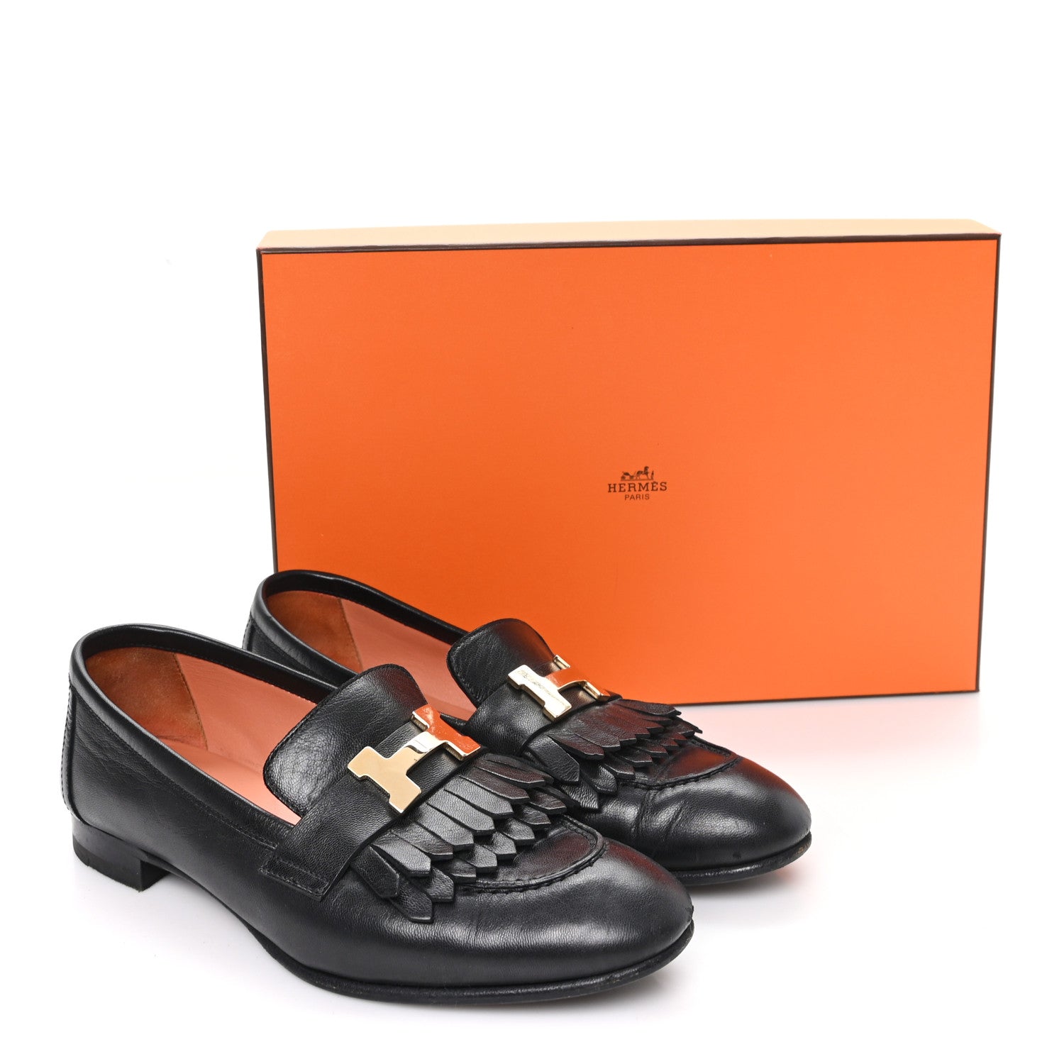 Hermes Goatskin Womens Royal Loafers 36 Black 12 of 12