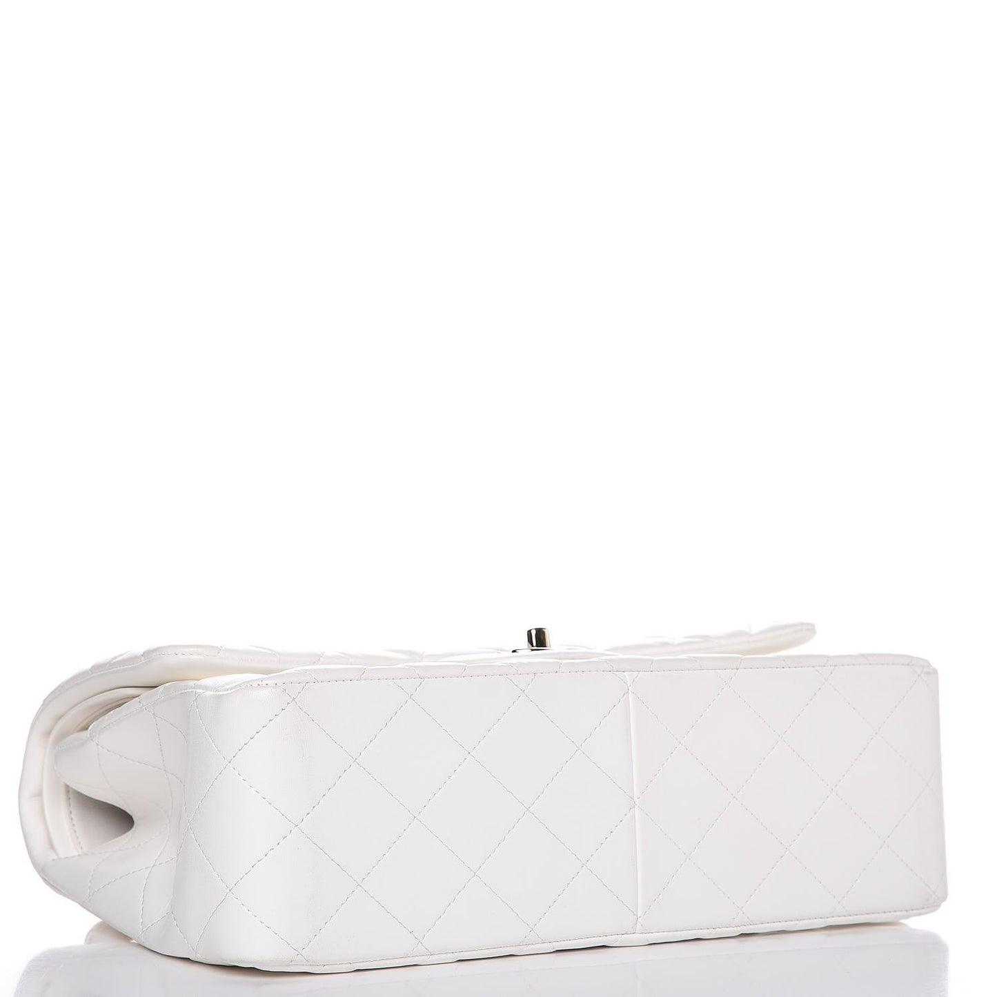 Lambskin Quilted Jumbo Double Flap White