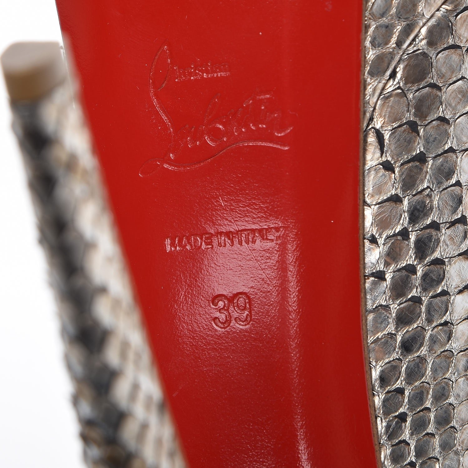 Christian Louboutin Metallic Python Lady Peep 150 Pumps 39 Antique Silver 8 of 10