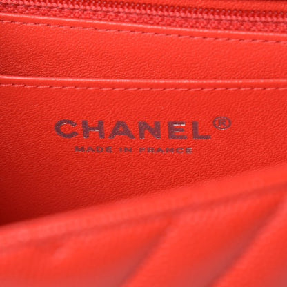 Chanel Caviar Chevron Quilted Mini Rectangular Flap Red 6 of 9