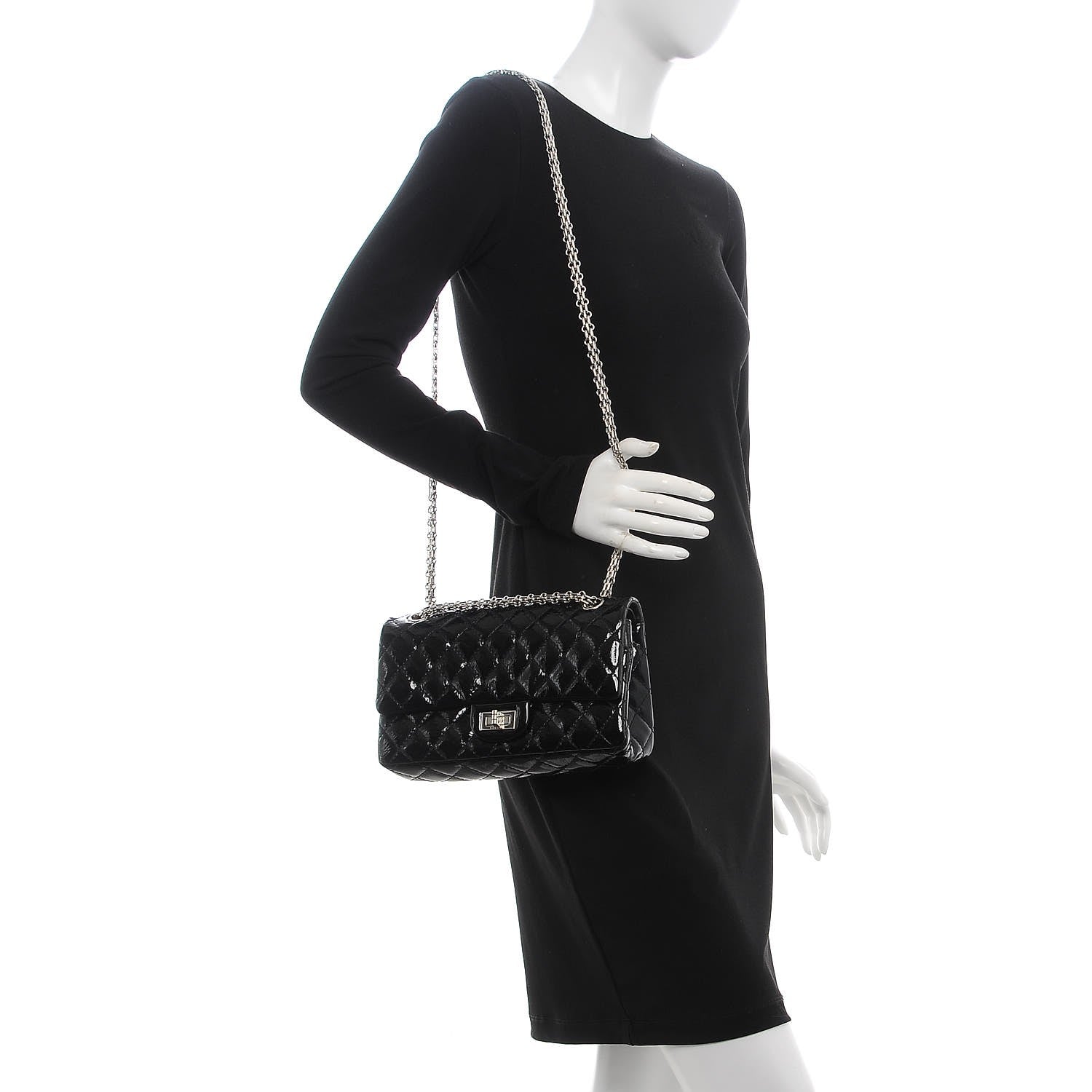 Chanel Glazed Calfskin Quilted 2.55 Reissue 225 Flap Black 2 of 8