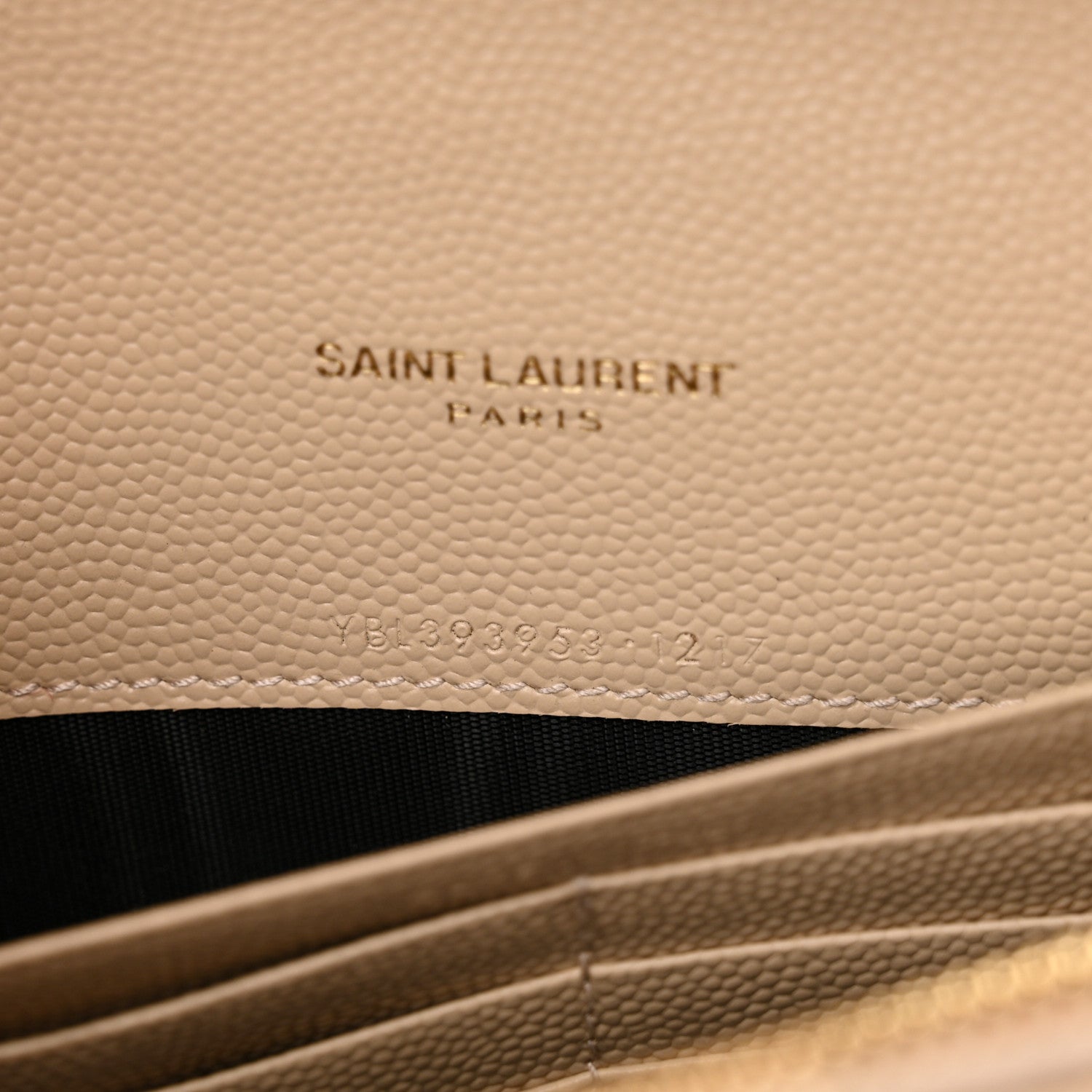 Saint Laurent Grain De Poudre Matelasse Chevron Monogram Envelope Chain Wallet Nude Powder 7 of 13