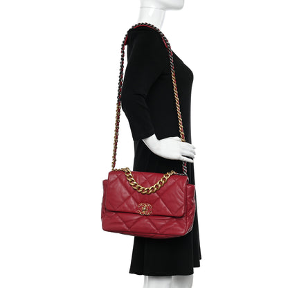 Chanel Goatskin Quilted Large Chanel 19 Flap Red 2 of 10