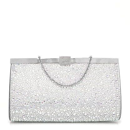 Christian Louboutin Suede Crystal Strass Small Palmette Clutch Silver 1 of 8