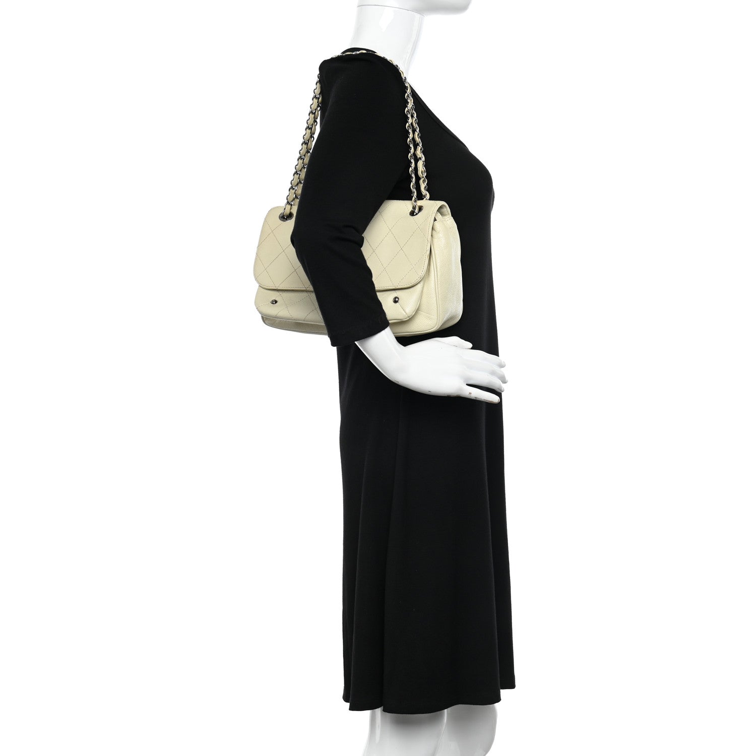 Chanel Glazed Caviar Pocket In The City Flap White 2 of 12