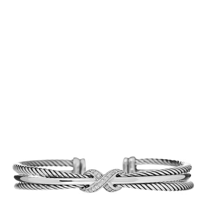 David Yurman Sterling Silver Diamond 7mm Crossover X Bracelet 1 of 4