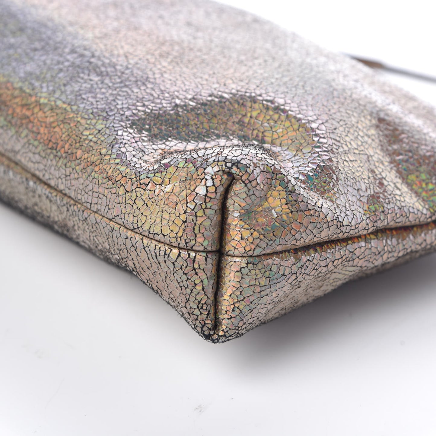 Metallic Crackled Calfskin Sienna Small Clutch Gold