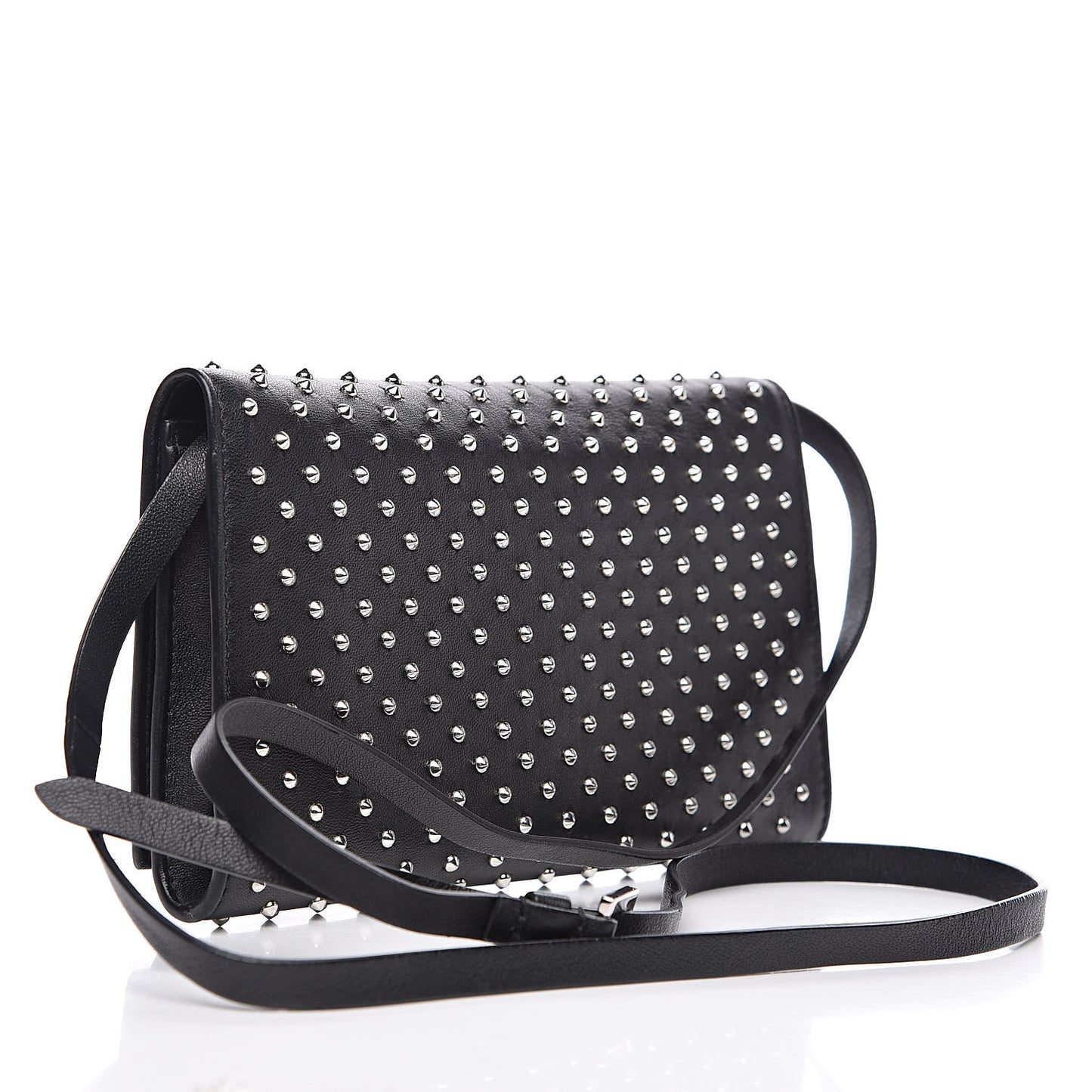 Calfskin Studded Insignia Pouch Black