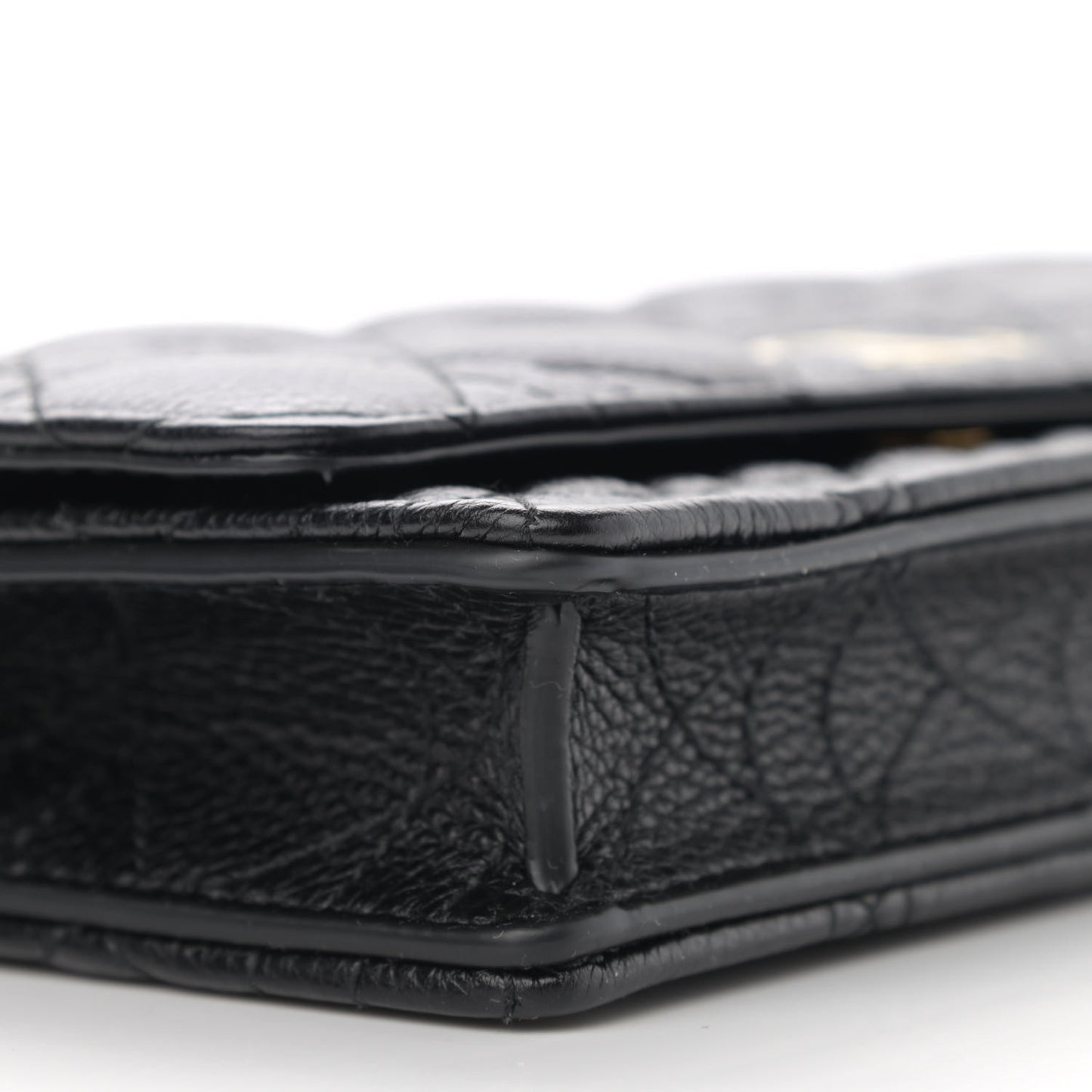 Supple Calfskin Caro Pouch with Chain Black