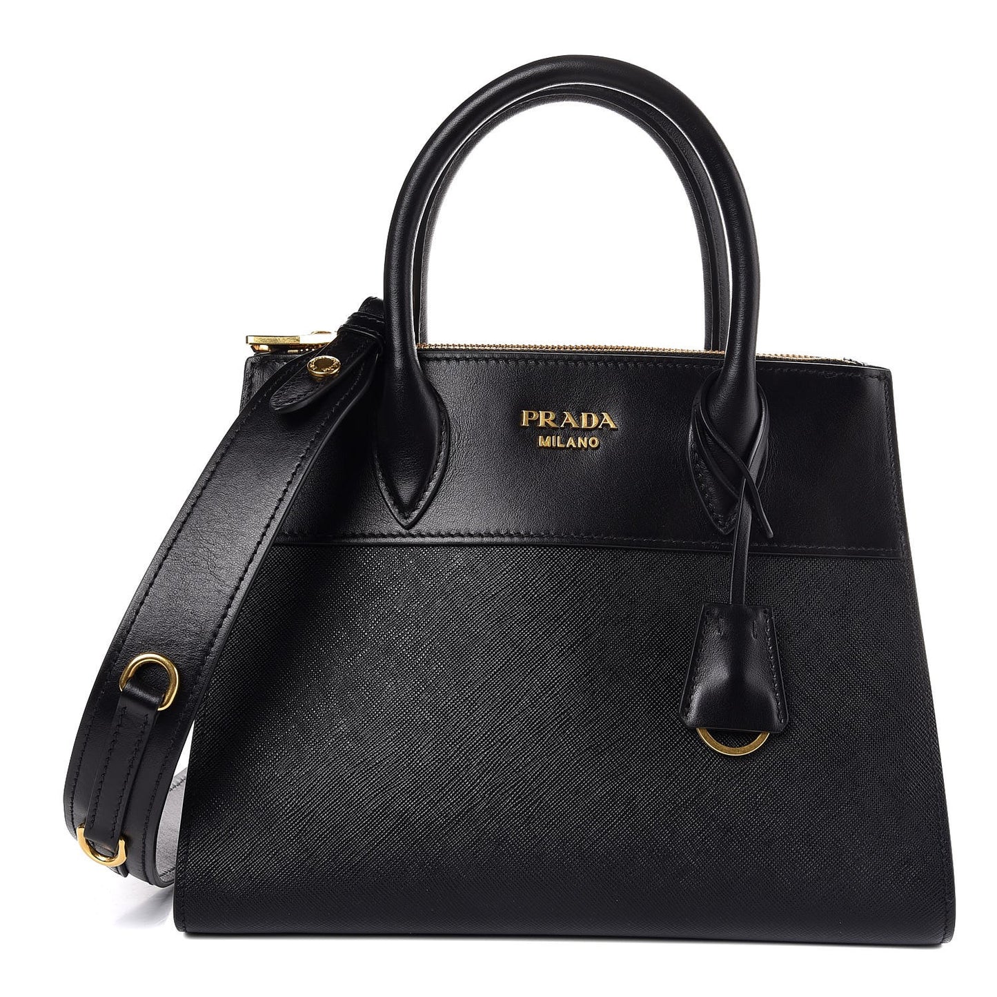 Saffiano City Calfskin Small Paradigme Bag Black