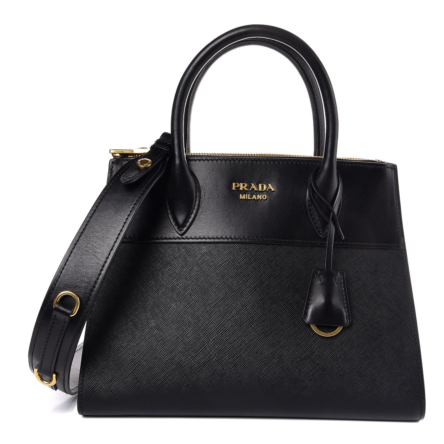 Prada Saffiano City Calfskin Small Paradigme Bag Black 1 of 9