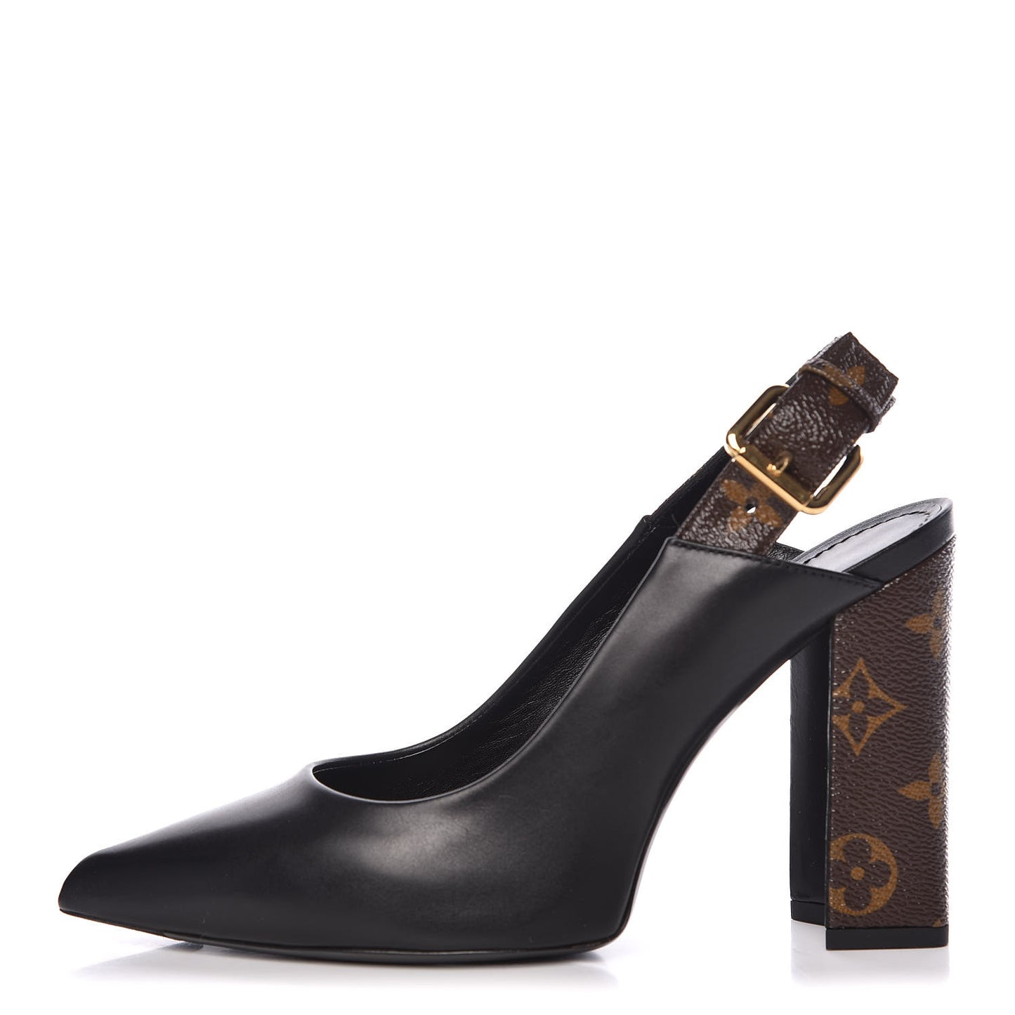Calfskin Monogram Matchmake Slingback Pumps 37 Black