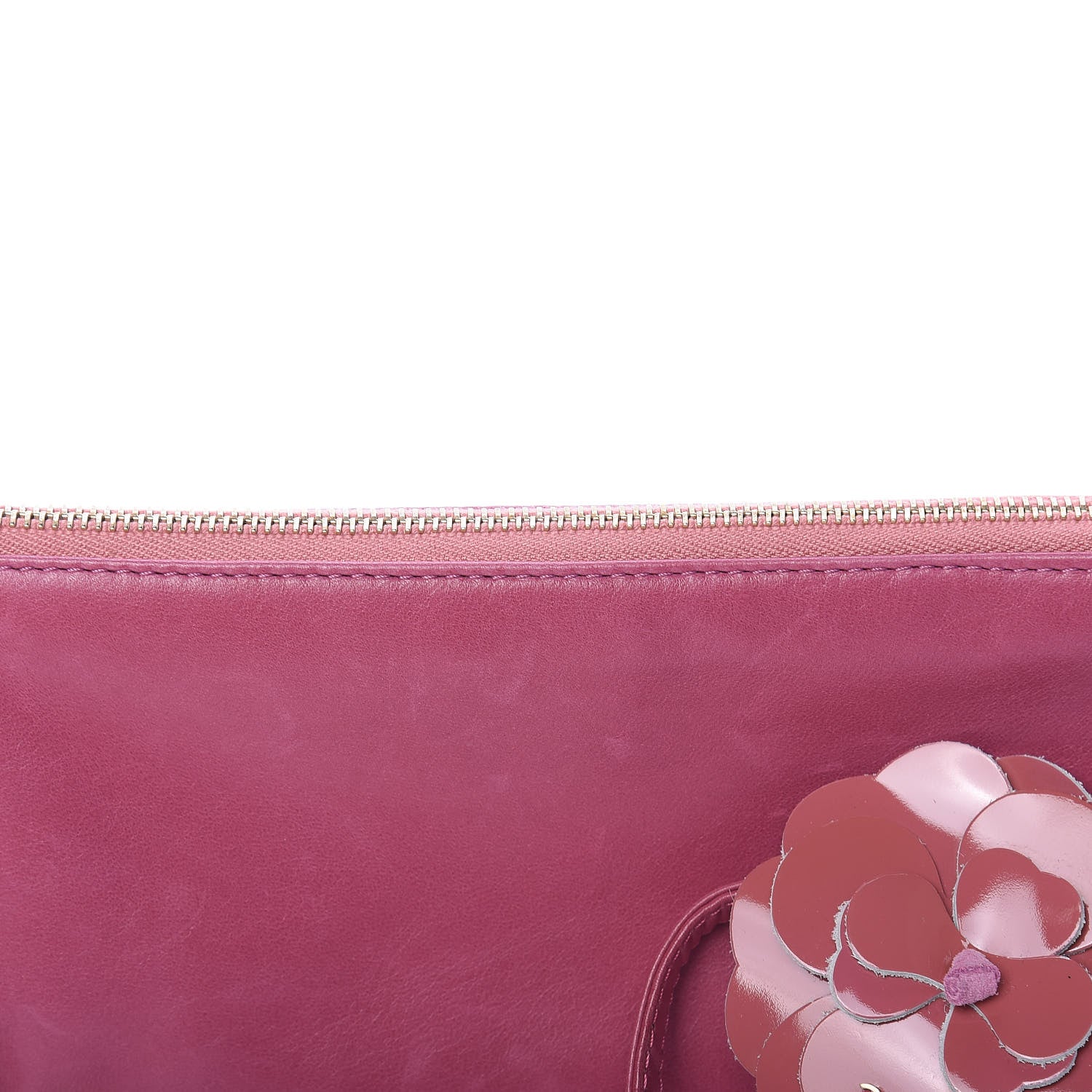 Chanel Lambskin Patent Leather Camellia Wristlet Pink 10 of 10