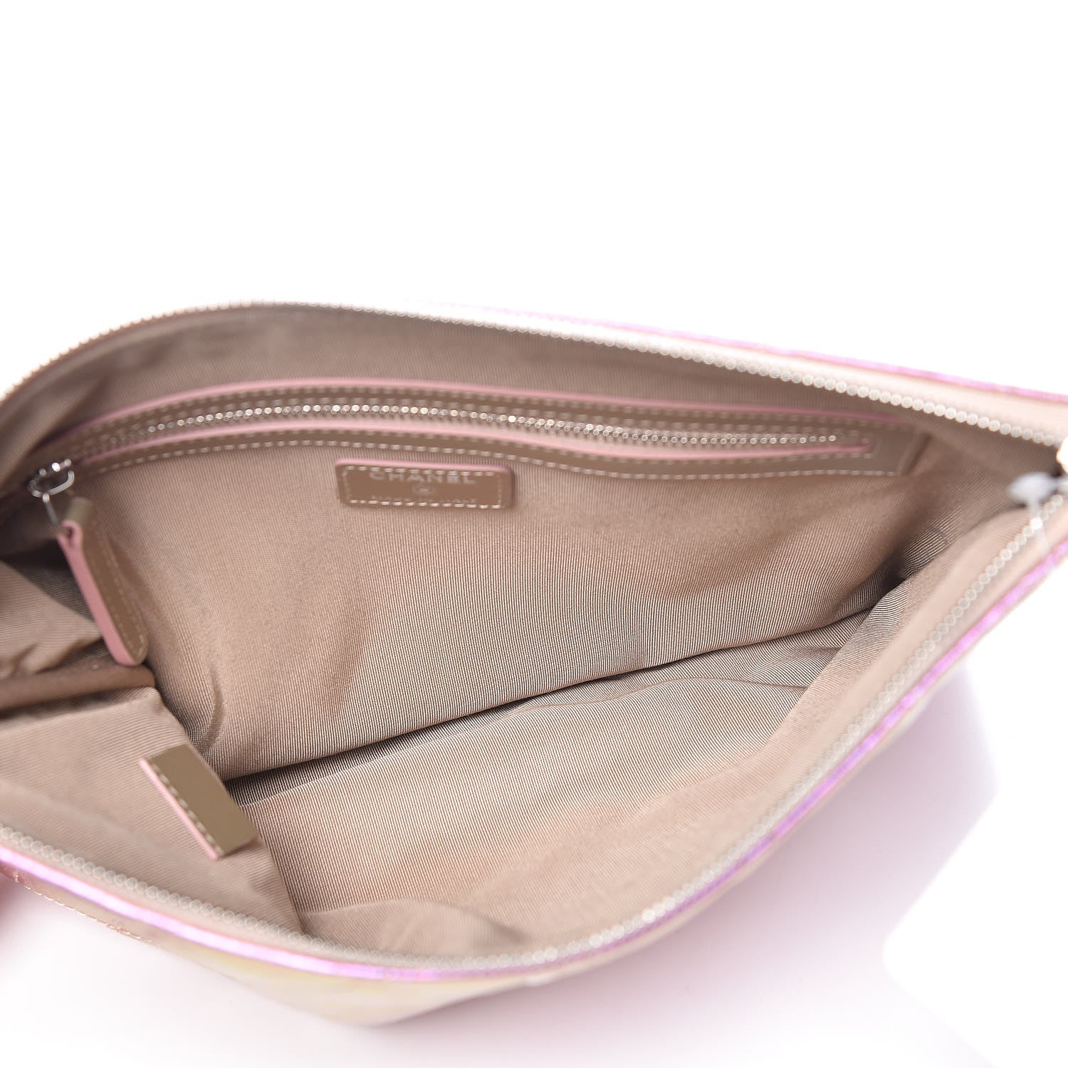 Chanel Iridescent Crumpled Calfskin Medium Cosmetic Case Pink 5 of 11