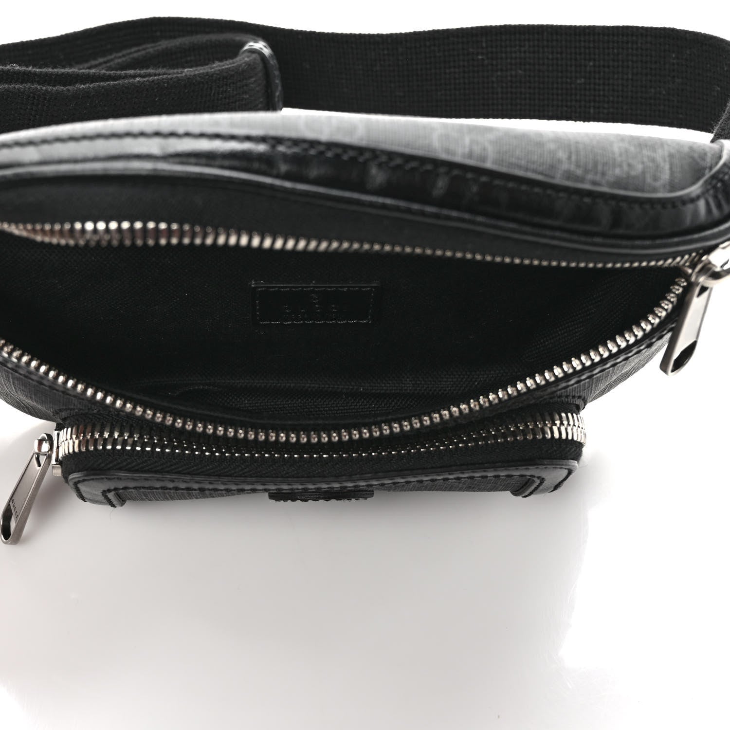 Gucci GG Supreme Monogram Textured Calfskin Retro Interlocking G Belt Bag Black 5 of 8