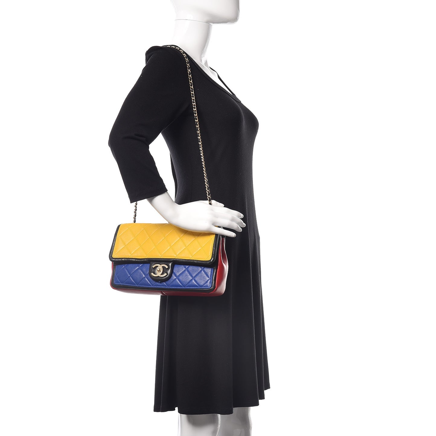 Lambskin Quilted Medium Graphic Flap Multicolor