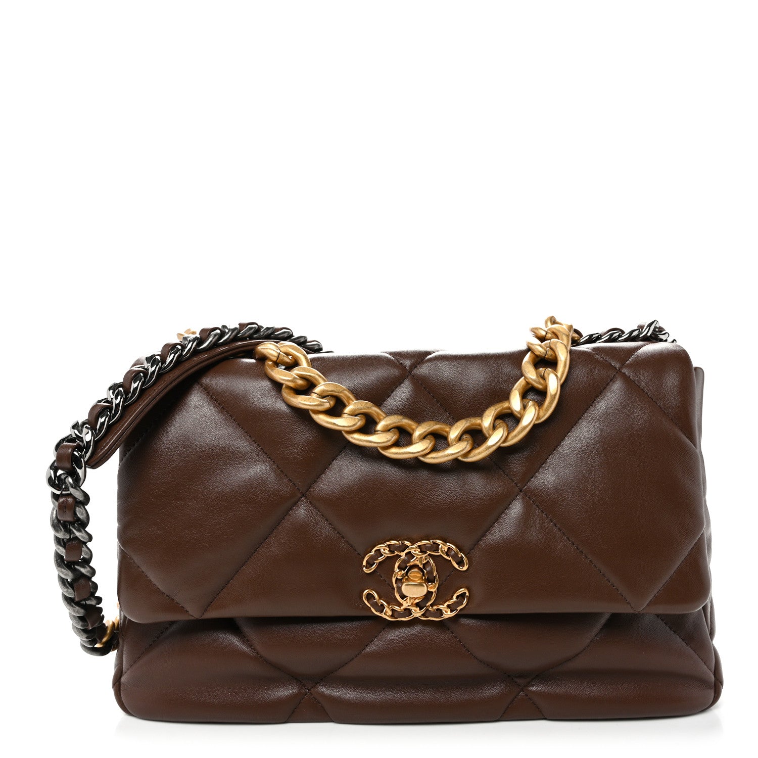 Chanel Lambskin Quilted Large Chanel 19 Flap Dark Brown 1 of 10