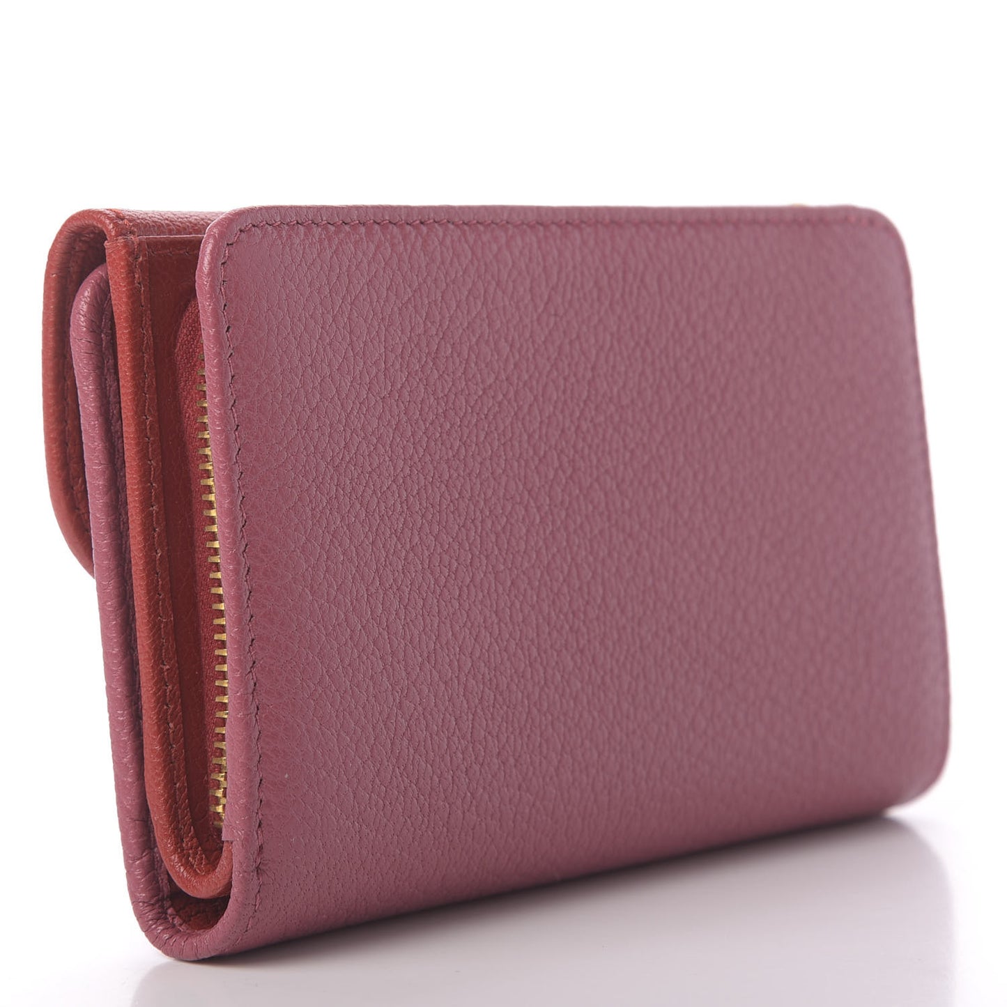 Goatskin Madras Bicolor Flap Wallet Fuoco Bruyere