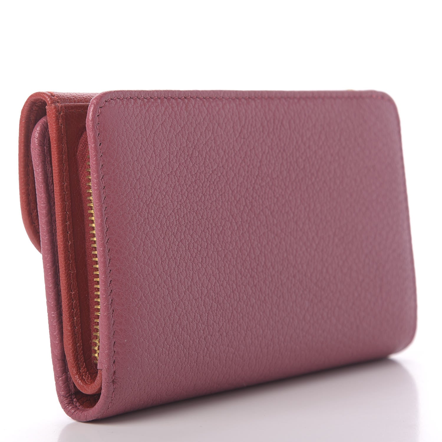 Miu Miu Goatskin Madras Bicolor Flap Wallet Fuoco Bruyere 3 of 10