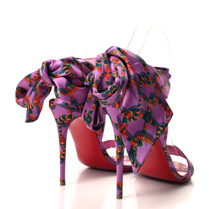 Christian Louboutin Crepe Satin Naja Chain Sandale Du Desert 100 Ankle Wrap Sandals 36.5 Gummy 4 of 9