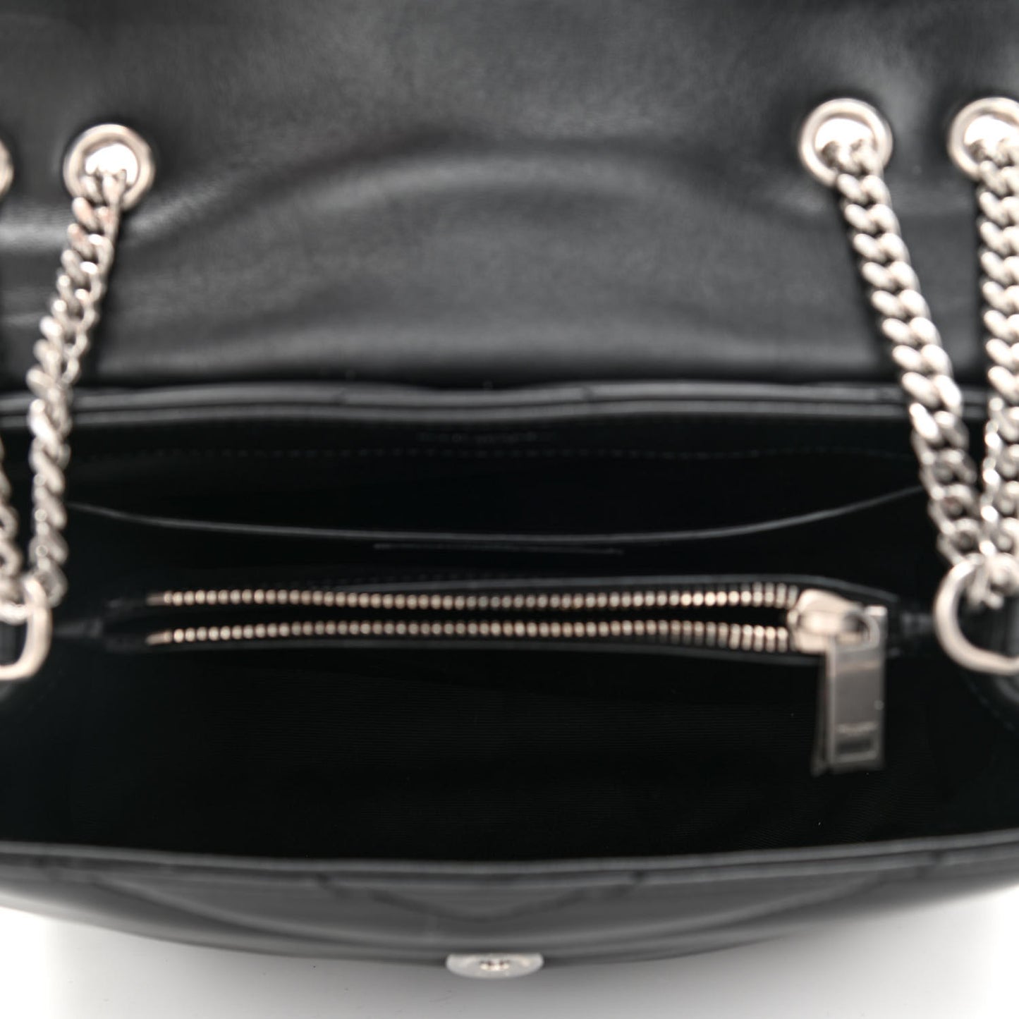 Calfskin Y Quilted Monogram Small Loulou Chain Satchel Black