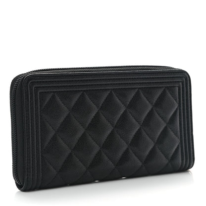 Chanel Caviar Quilted Boy Long Zip Around Wallet Black 3 of 9