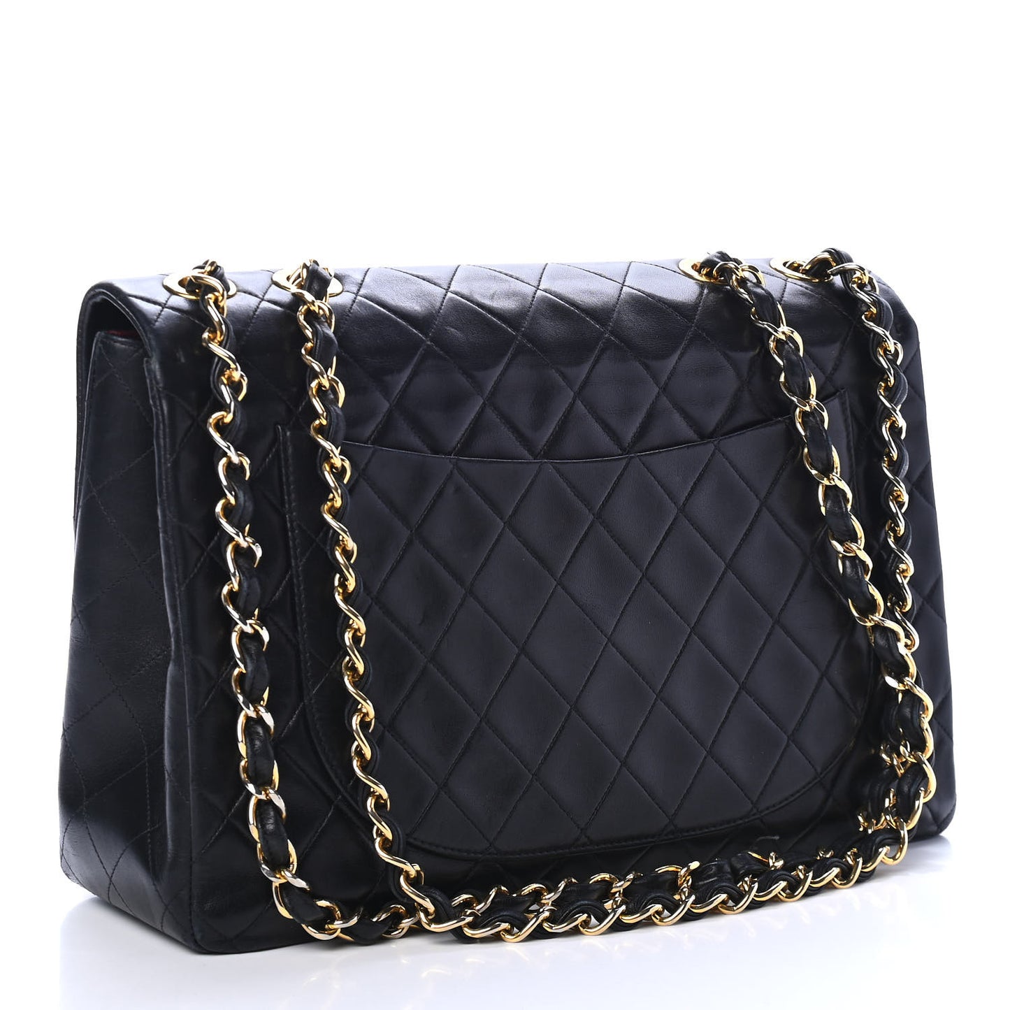 Lambskin Quilted XL Jumbo Single Flap Black