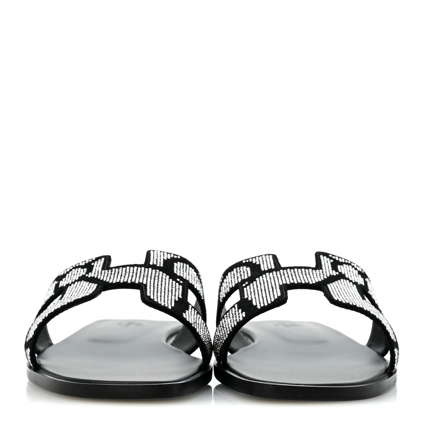 Suede Goatskin Crystal Figure Artistique Oran Sandals 40 Black Cristal
