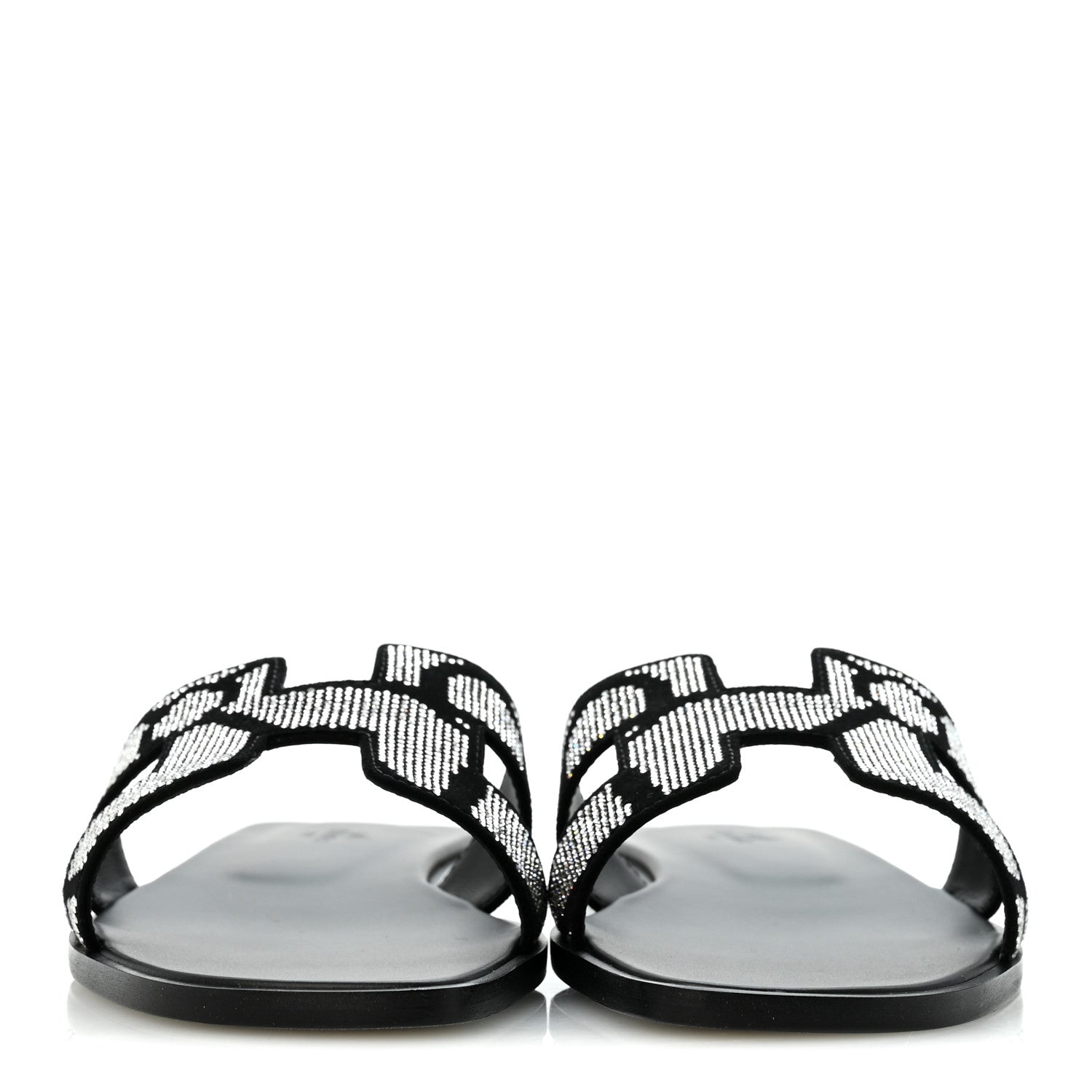Hermes Suede Goatskin Crystal Figure Artistique Oran Sandals 40 Black Cristal 3 of 10