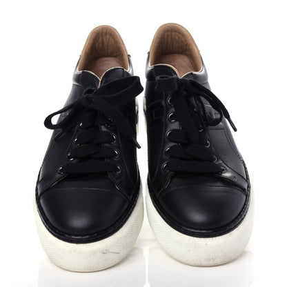 Hermes Calfskin Polo Sneakers 36.5 Black White 5 of 10