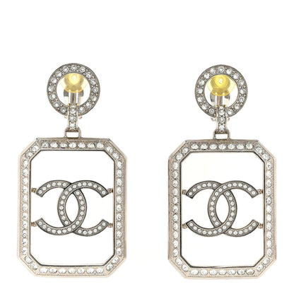 Chanel Crystal CC No 5 Perfume Bottle Clip On Earrings Silver 1 of 3