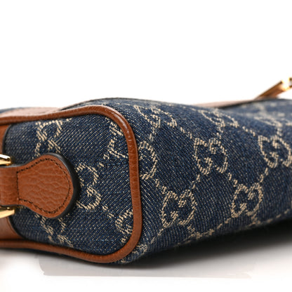 Gucci New Denim GG Monogram Dollar Calfskin Mini Ophidia Shoulder Bag Blue Tea Cuir Epilog 8 of 9