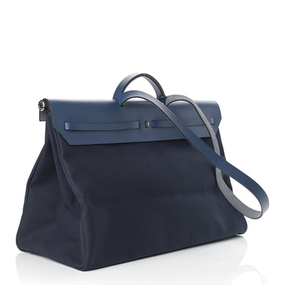 Hermes Toile Vache Hunter Herbag 50 Bleu Marine 4 of 11