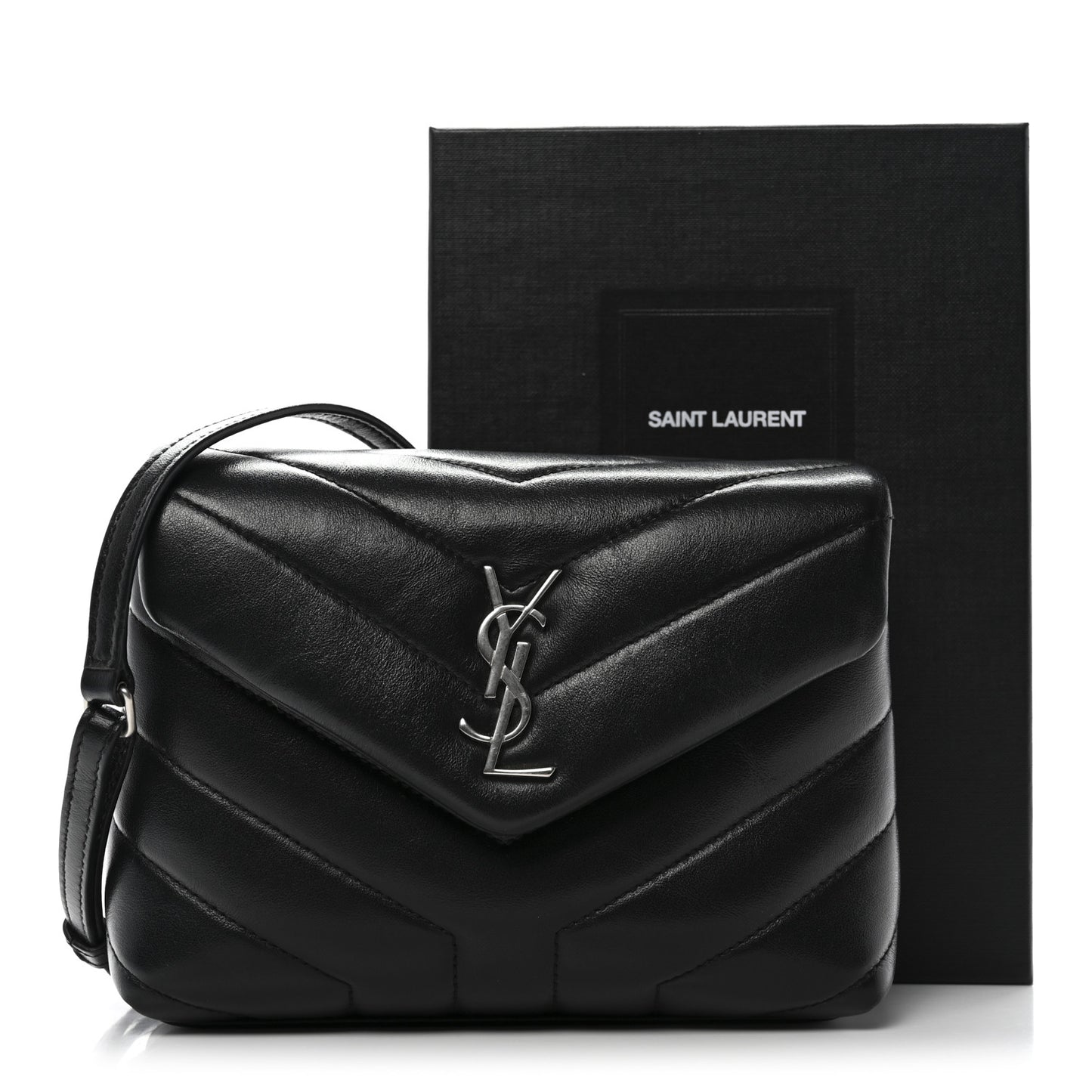 Calfskin Y Quilted Monogram Toy Loulou Crossbody Bag Black