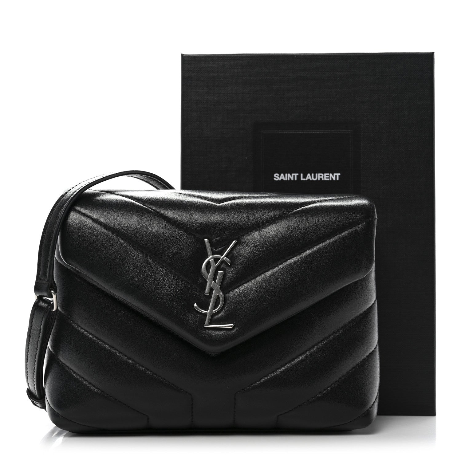 Saint Laurent Calfskin Y Quilted Monogram Toy Loulou Crossbody Bag Black 12 of 12