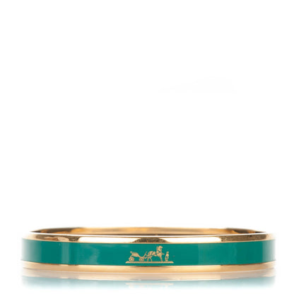 Hermes Enamel Printed Narrow Caleche Bracelet 65 Malachite 1 of 6
