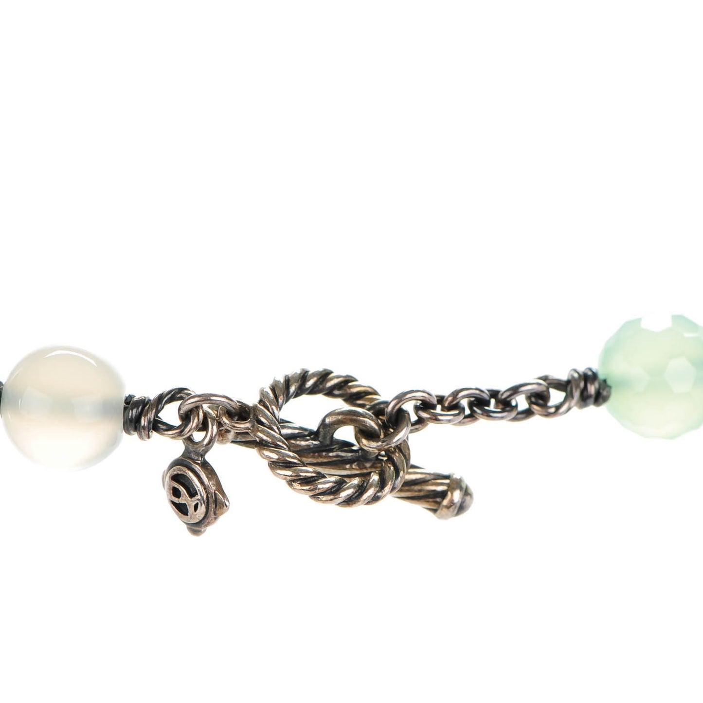 Sterling Silver Pearl Aquamarine Chalcedony 14mm Quatrefoil Necklace