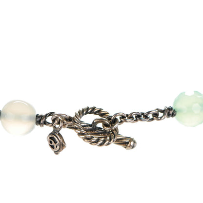 David Yurman Sterling Silver Pearl Aquamarine Chalcedony 14mm Quatrefoil Necklace 3 of 5