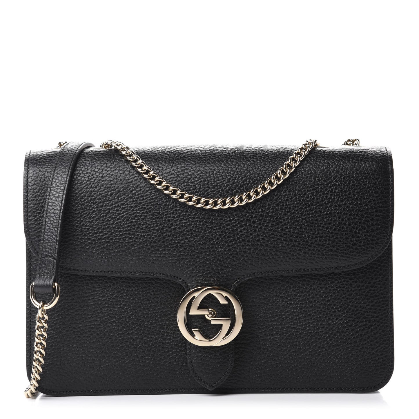 Dollar Calfskin Interlocking G Shoulder Bag Black