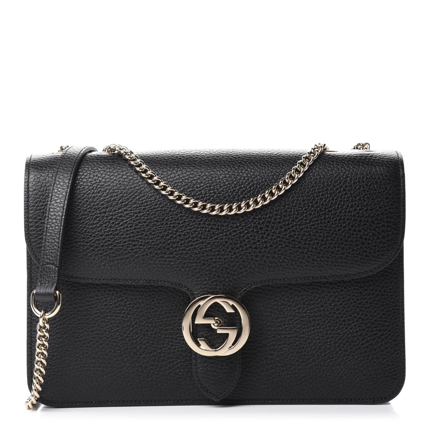 Gucci Dollar Calfskin Interlocking G Shoulder Bag Black 1 of 11