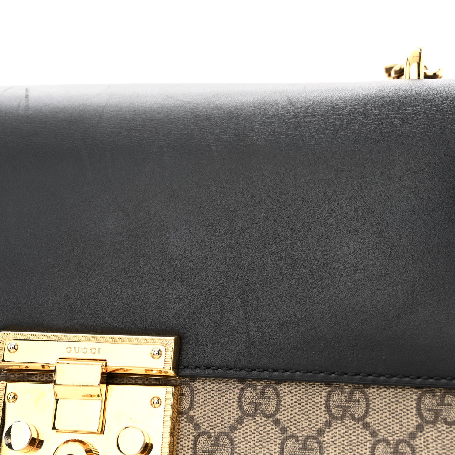 Gucci GG Supreme Monogram Calfskin Medium Padlock Shoulder Bag Beige Black Cuir 14 of 16