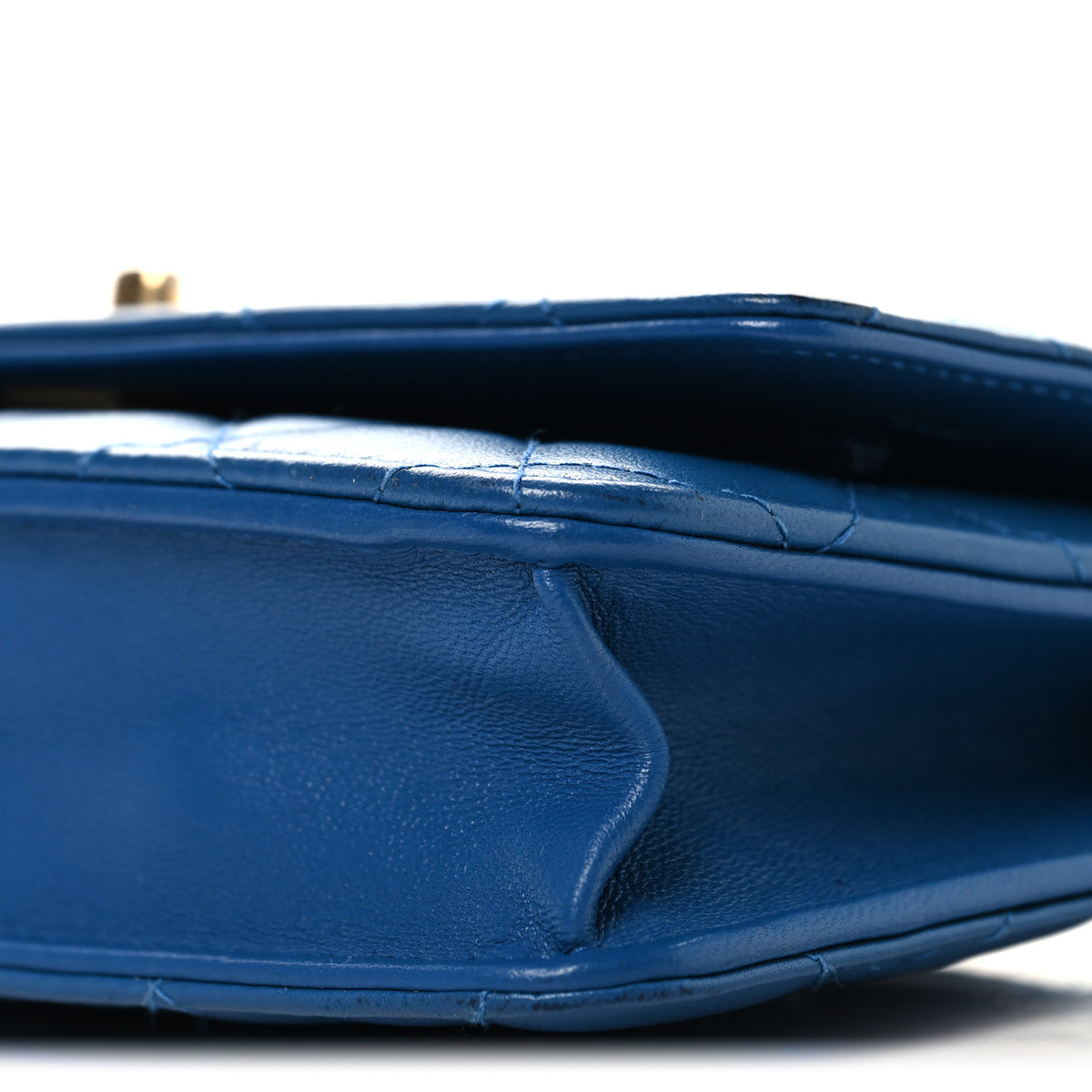 Lambskin Quilted CC Pearl Crush Wallet on Chain WOC Blue