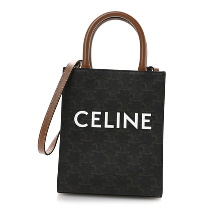 Celine Triomphe Canvas Calfskin Mini Vertical Cabas Tan 1 of 9