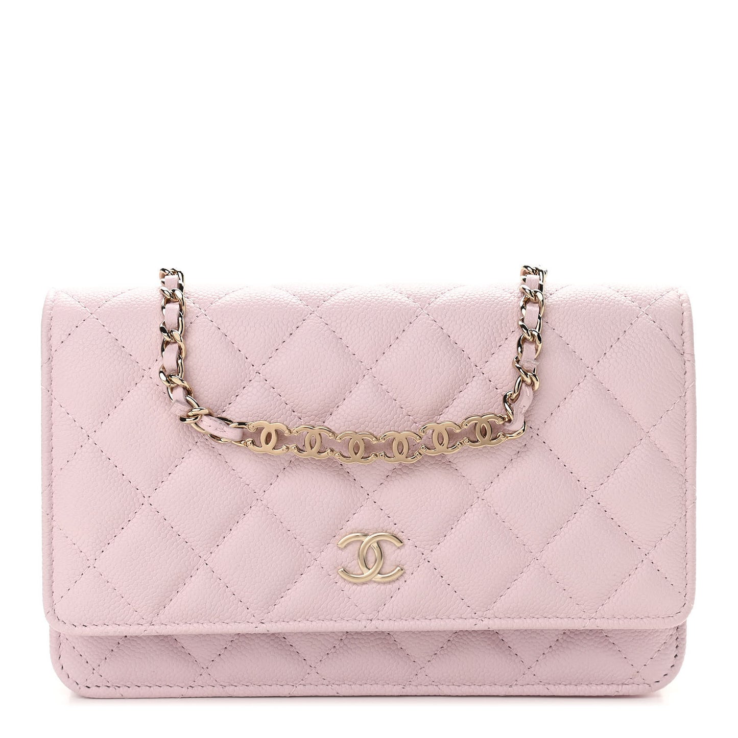 Caviar Quilted Tiny CC Wallet On Chain WOC Light Pink