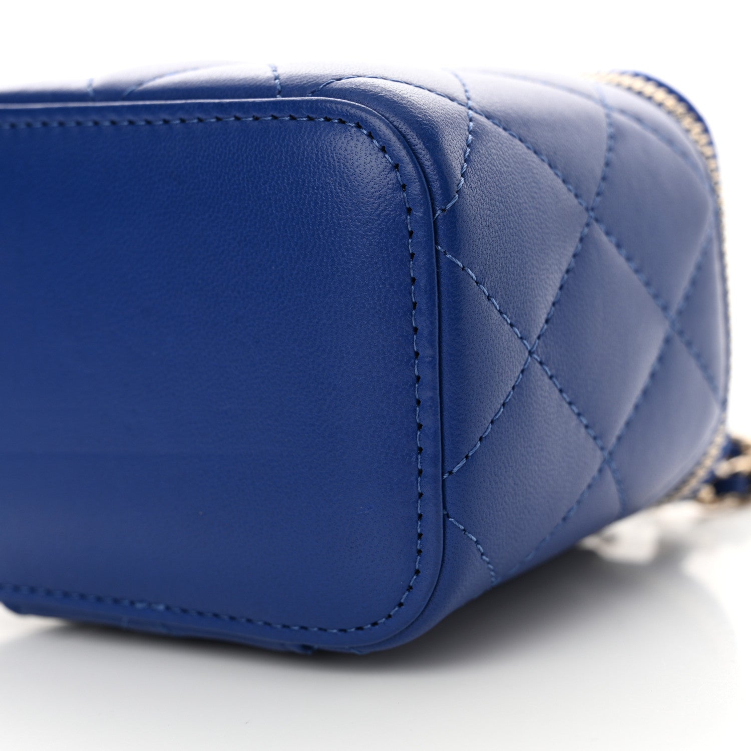 Chanel Lambskin Quilted Top Handle Mini Vanity Case With Chain Blue 10 of 10